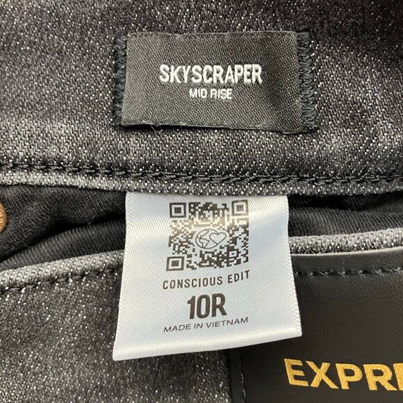 Express Womens Jeans Black Denim Mid Rise Skyscraper Stretch 10 R - Picture 5 of 13